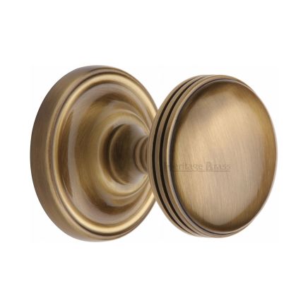 Heritage Brass Mortice Knob on Rose Whitehall Design Antique Brass finish