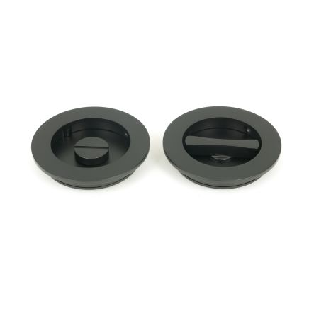 Matt Black 75mm Plain Round Pull - Privacy Set