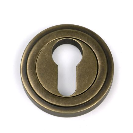 Burnished Brass Round Euro Escutcheon (Art Deco)