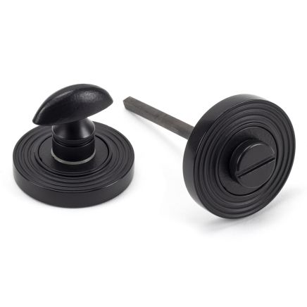 Matt Black Round Thumbturn Set (Beehive Rose)
