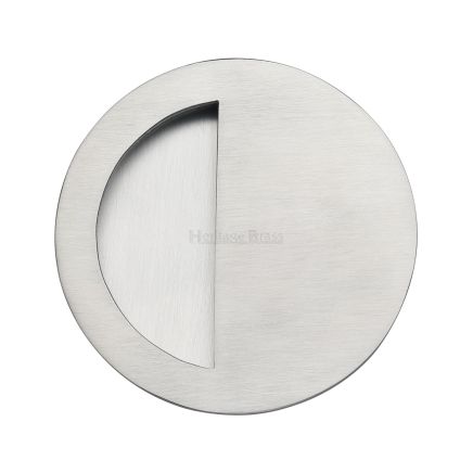 Round Half Moon Flush Pull Satin Chrome finish