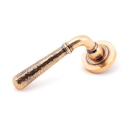 Polished Bronze Hammered Newbury Lever on Rose Set (Plain)