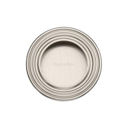 Round Reeded Flush Pull Satin Nickel finish
