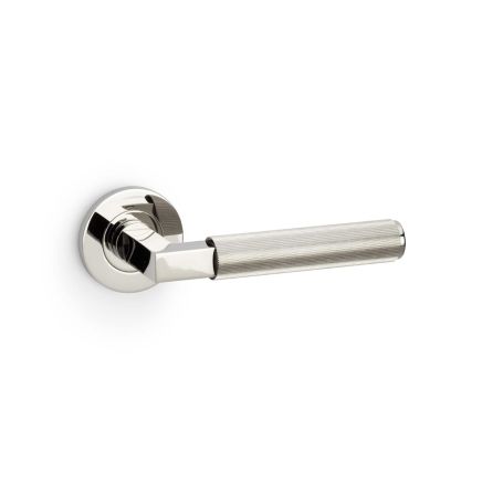 Alexander & Wilks - Hurricane Reeded Lever on Round Rose - Polished Nickel