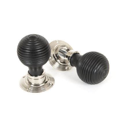 Ebony and PN Beehive Mortice/Rim Knob Set