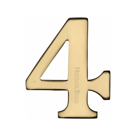 Heritage Brass Numeral 4 Self Adhesive 51mm (2") Polished Brass finish