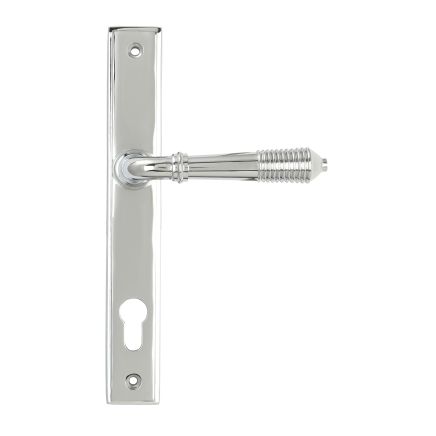 Polished Chrome Reeded Slimline Lever Espag. Lock Set