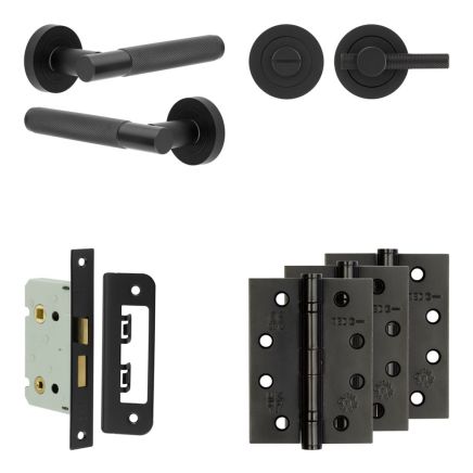 Complete Bari Door Handle Pack - Bathroom - Black - By Frelan Hardware - JE-D5A1-MB
