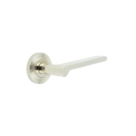 Fitzrovia Door Handles Reeded Rose Polished Nickel - By Frelan Hardware - BUR15KIT160