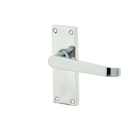 Victorian Straight Door Handle on Short Latchset Plate Polished Chrome - By Frelan Hardware - JV31PC