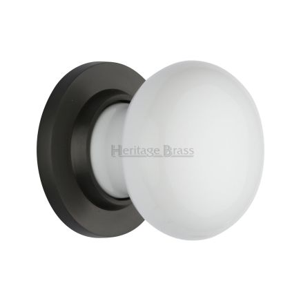 White Knob with Matt Bronze base
