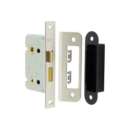 Jedo Kontrax Bathroom locks with Square Forend & Radiused Strike Plate 65mm Nickel Plate - By Frelan Hardware - JL450NP