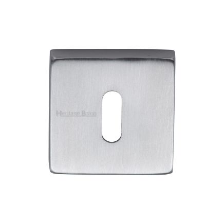 Heritage Brass Square Key Escutcheon Satin Chrome finish