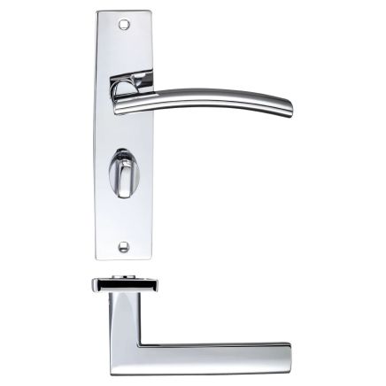 Zoo Hardware Amalfi lever on bathroom backplate - Polished Chrome
