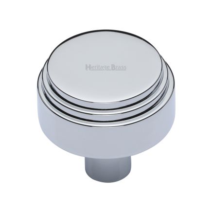 Heritage Brass Cabinet Knob Round Deco Design 38mm Polished Chrome finish