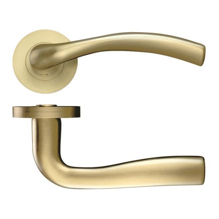 Zoo Hardware Siena lever on round rose - Favo Satin Brass