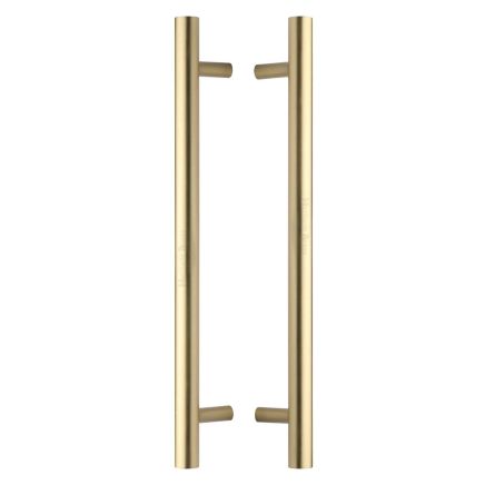Heritage Brass Back to Back Door Pull Handle Bar Design 457mm Satin Brass Finish
