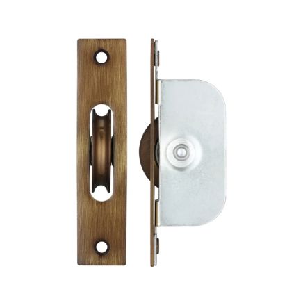 Zoo Hardware Brass Ball Bearing Pulleys - 1 3/4" Square Forend - Bronze