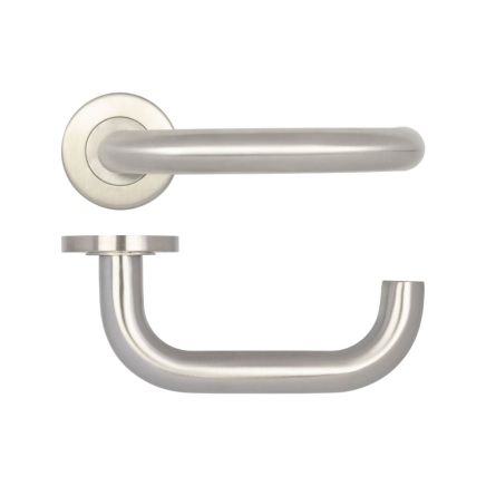Orbit 19mm Door Handle on 8mm Sprung Rose Grade 201 Satin Stainless Steel - By Frelan Hardware - JSS202