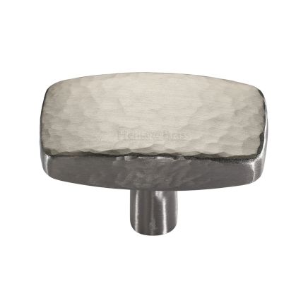 Heritage Brass Cabinet Knob Rectangular Hammered Design 47mm Satin Nickel finish