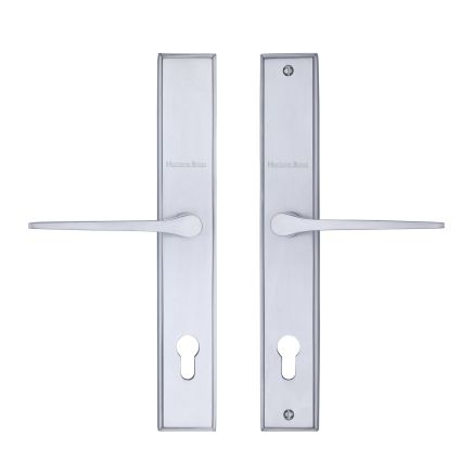 Heritage Brass Multi-Point Door Handle Lever Lock Gio LH Design Satin Chrome finish