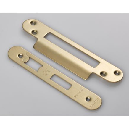 Forend Strike & Fixing Pack To Suit Architectural Sashlocks (Bas/Ess/Lss/Oss) Radius - Satin Brass