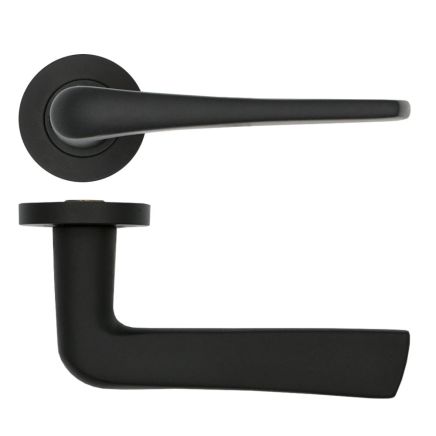 Power Coated Black Como Lever On Round Rose