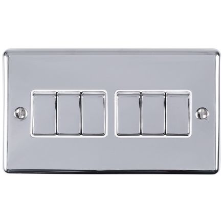 Eurolite Enhance Decorative 6 Gang Switch Polished Chrome