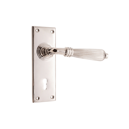 Regency Lever on Backplate Lock Polished Nickel