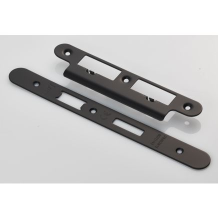 Forend Strike And Fixing Pack To Suit Din Euro Sash/Bathroom Lock (Security) Radius - Matt Black