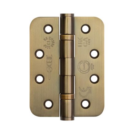Jedo Stainless Steel Grade 13 Radiused Ball Bearing Hinges - 102x76x3mm - Antique Brass - Pair - J9500RAB