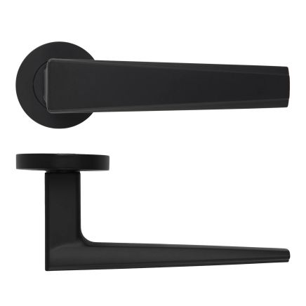 Zoo Hardware Veloce Lever On Round Rose - Oscuro Matt Black