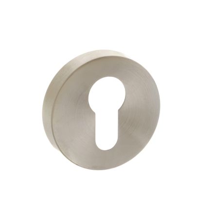 Forme Euro Escutcheons on Minimal Round Rose - Satin Nickel
