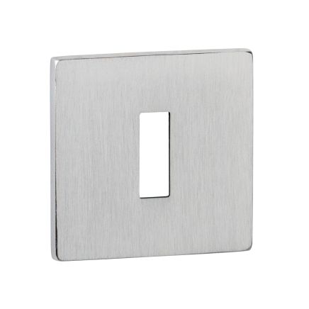 Tupai Rapido 5S Line Key Escutcheons on 5mm Slimline Square Rose - Satin Chrome (Pair)