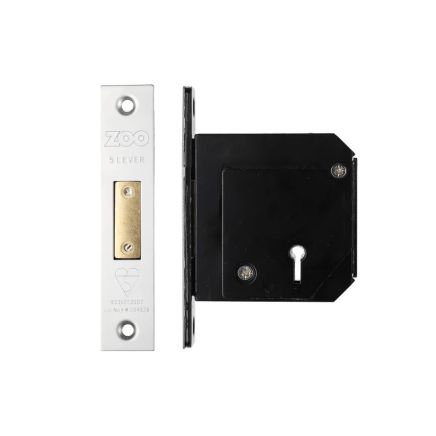 Zoo Hardware British Standard 5 Lever Deadlock - 80mm c/w Esc - Chubb Retro Fit 3G114 - Satin Stainless