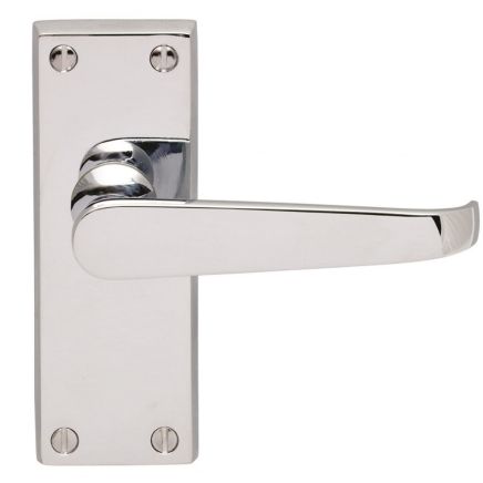 Contract Victorian Lever On Latch Backplate - Polished Chrome
