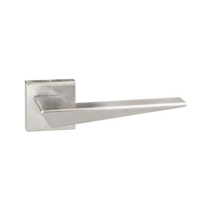 Forme Naxos Lever Door Handle on Minimal Square Rose - Satin Chrome (Pair)