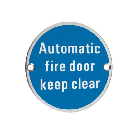 Zoo Hardware Automatic Fire Door Keep Clear - 76mm dia - Stainless Steel