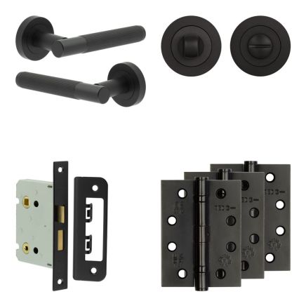 Complete Venice Door Handle Pack - Bathroom - Black - By Frelan Hardware - JE-F6A3-MB