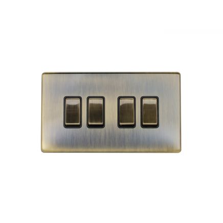 Eurolite Concealed 3mm 4 Gang Switch Antique Brass