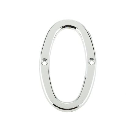 Jedo 75mm Screw Fix Numerals Polished Chrome No. 0 - By Frelan Hardware - JNPC-0