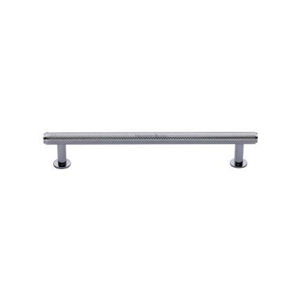Heritage Brass Cabinet Pull Knurled Design with 16mm Rose 128mm CTC Polished Chrome finish
