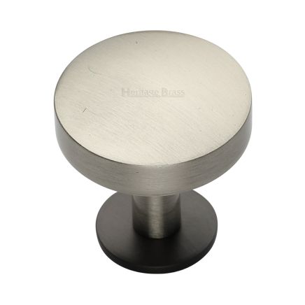 Heritage Brass Cabinet Knob Domed Disc Design with Rose 38mm Matt Bronze/Satin Nickel finish