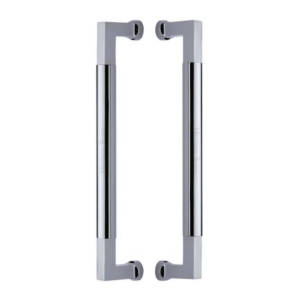 Heritage Brass Door Pull Handle Bauhaus Design 330mm Polished Chrome Finish