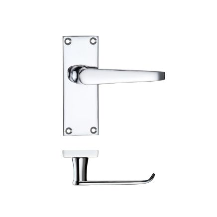 Zoo Hardware Project Victorian flat lever on latch backplate - 114 x 40mm - Polished Chrome