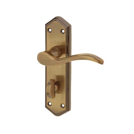 Paris Suite Door Handles on Bathroom Plate Antique Bronze - By Frelan Hardware - JV283AB