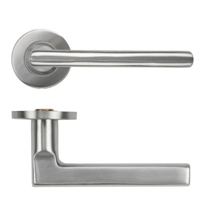 Zoo Hardware Modern Lever on Round Rose 53mm x 6mm Push-on Rose - BS EN 1906 Grade 3 - Grade 201 - Satin Stainless