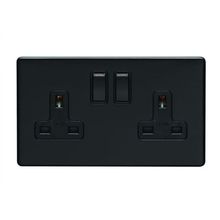 Eurolite Concealed 3mm 2 Gang Socket Matt Black