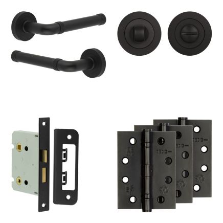 Complete Midtown Door Handle Pack - Bathroom - Black - By Frelan Hardware - JE-G6A3-MB