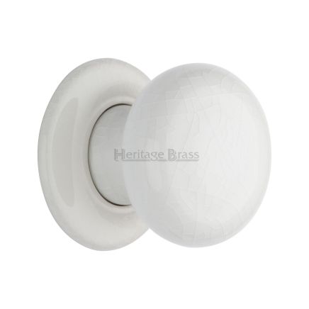 White Crackle Knob with Porcelain base